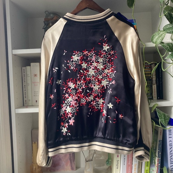Reversible Embroidered Silk Bomber Jacket - Picture 2 of 9